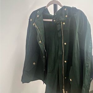 LOFT Dark Green Utility Jacket with Gold Details